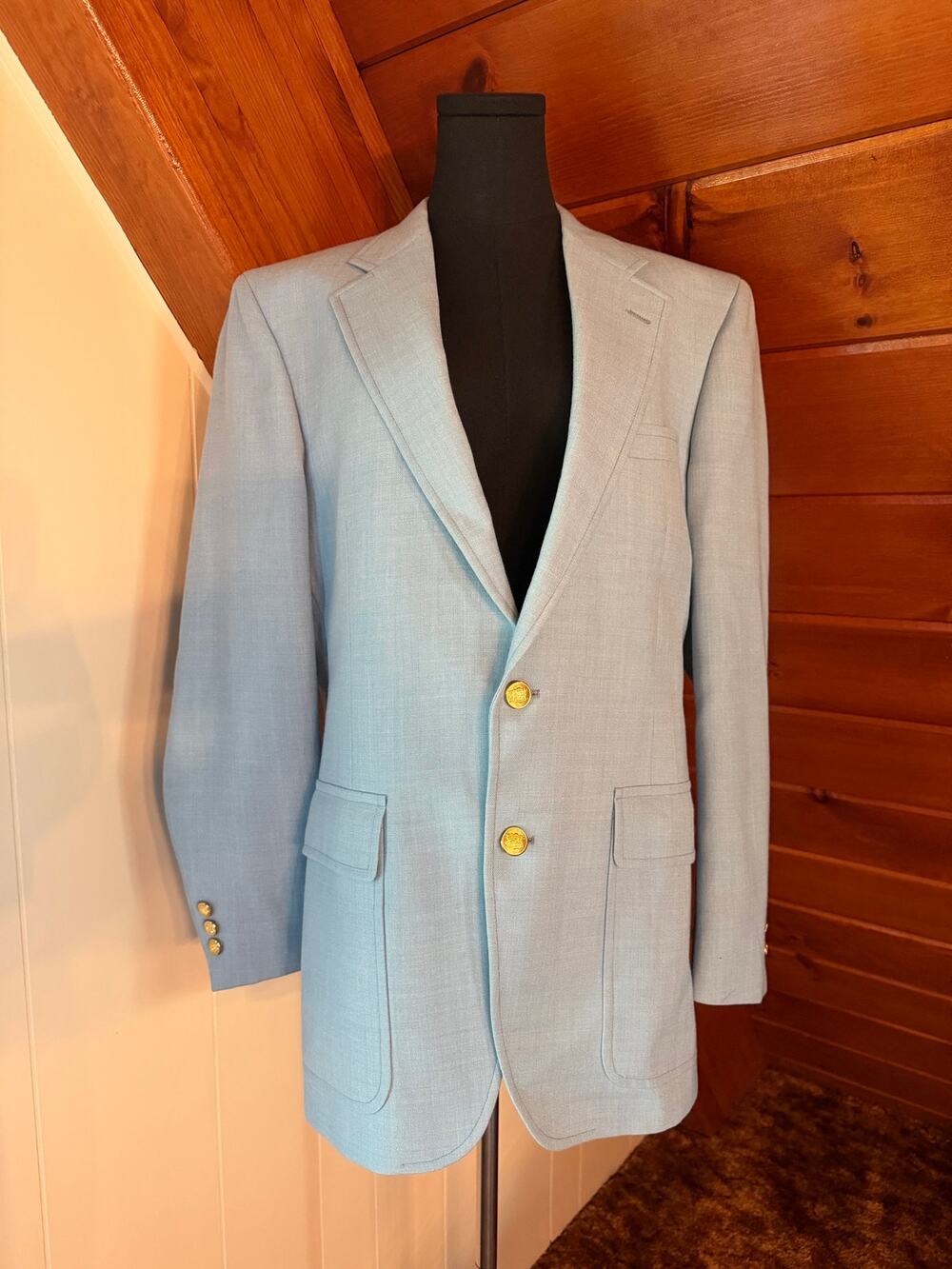 Vintage 70s Palm Beach Blue Blazer Jacket Sports Coat Mens The Lions Den